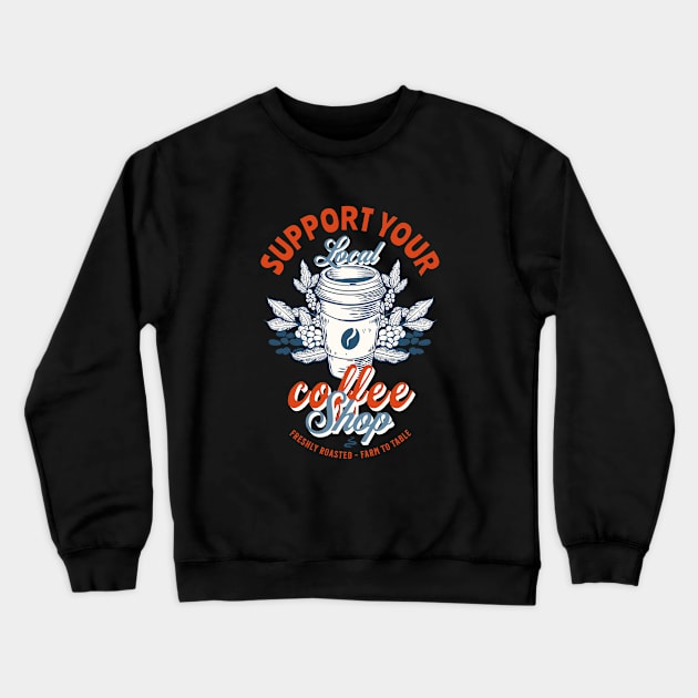 Coffee Shop Crewneck Sweatshirt by Flying Cat Designs